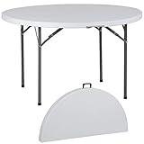 SUPER DEAL 4 Foot Round Folding Card Table, 48" Indoor Outdoor Portable Plastic Kitchen or Camping Picnic Party Wedding Event Table, White