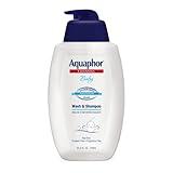 Aquaphor Baby Wash and Shampoo, Unscented Baby Shampoo and Wash, 25.4 Fl Oz Pump Bottle