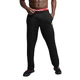 Champion Mens Sweatpants, Powerblend, Fleece, Open-bottom (Reg. Or Big & Tall) Athletic-pants, Black C Patch Logo, Large US