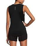 BALEAF Workout Tank Tops for Women Sleeveless Running Shirts Activewear Gym Yoga Tops Black Size M