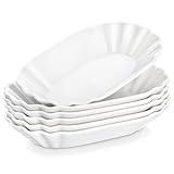 MALACASA 7.8 inch Rectangle Appetizer Plates, Porcelain Small Salad Plates Set of 6, White Dessert Plates, Side Dishes, Mini Serving Trays for Appetizers, Snacks, Dishwasher & Microwave Safe