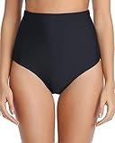 Tempt Me Women Black High Waisted Bikini Bottoms Retro Tummy Control Swimsuit Bottoms 18 Plus