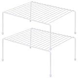 Medium (13.1 x 10.2 Inch) Cabinet Storage Shelf Rack , Kitchen Shelves，Kitchen Counter and Cabinet Shelf, Storage Rack Organizer for Kitchen, Fridge, Cabinet, Bathroom Cupboard& Pantry (2, White)