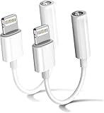 Nimizo 2 Pack Lightning to 3.5 mm Headphone Jack Adapter for iPhone [MFi Certified] iPhone Aux Adapter Converter Dongle Audio Cable Compatible with iPhone 14/13 Pro Max X/XS Support All iOS System