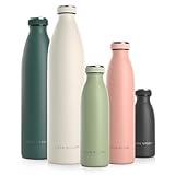 LARS NYSØM Stainless Steel Insulated Water Bottle 12oz 17oz 25oz 34oz 51oz | BPA-free Insulated Thermo Flask for Hot and Cold Beverages | Leakproof Drinking Bottle (Sage, 17oz)