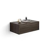 Mobili Fiver, Riccardo Wall Bedside Table, Dark Walnut, 17.7" x 9.8" x 6.1 ", Laminate-Finished, Modern Bedside Table, End Table, Italian Furniture