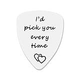 Boyfriend Husband Fiance Gifts for Him I'd Pick You Every Time Guitar Pick for Husband Boyfriend Christmas Anniversary Graduation Birthday Gifts for Men Guitar Player Musician