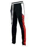 SCREENSHOTBRAND-P11055 Mens Hip Hop Premium Slim Fit Track Pants - Athletic Fashion Jogger 2-Tone Side Panel Color Block Bottoms-Black/Red-Medium