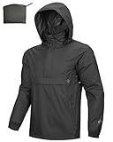 Outdoor Ventures Men's Rain Jacket Waterproof Lightweight Packable Rain Pullover for Hiking Golf Running