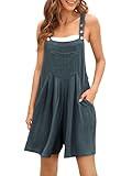 AUTOMET Jumpsuits for Women Petite Casual Summer Outfits Shorts Overalls Loose Fit 2024 Fashion Comfy Clothes Sleeveless Jumpers GrayBlue S