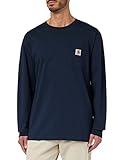 Carhartt Men's Loose Fit Heavyweight Long-Sleeve Pocket T-Shirt, Navy, REG-L