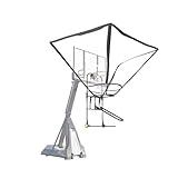 5.6 x 4.5 FT Basketball Rebounder Return Net, Wall Mounted Shooting Machine, Basketball Hoop Return with Wheels and Rotating Return Chute, Easy for Assemble and Moving