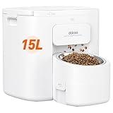 Automatic Dog Feeder for Large Breed, 15L/ 63Cups Vacuum-Sealed Storage & Timed Auto Dog Food Dispenser 2in1, Airtight 100% Freshness, Anti-Blockage, Support up to 22mm Pet Food, Stainless Steel Bowl