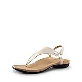 DREAM PAIRS Women's Flat Sandals Arch Support Orthopedic Comfortable Soft Cushion Summer T-Strap Walking Thong Sandals,Size 10,NUDE,SDFS2407W