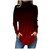 Gneric Women's Tops Printing Turtleneck Shirt Long Sleeve Curved Hem Sweatshirts Womens Tops Shirts for Women Mock Turtleneck for Women Womens Fall Fashion 2023 Womens Turtleneck Long Sleeve