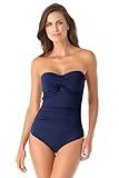 Anne Cole Women's Twist Front Shirred One Piece Swimsuit, Navy, 6