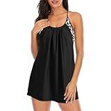 Zando Two Piece Swimsuits for Women Plus Size Bathing Suits Tummy Control Swimsuit Modest Tankini Top with Boyshort Swimsuits Sporty 2 Piece Bathing Suit Long Torso Swim Dress Print Leopard XL