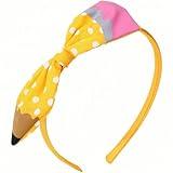 Vsdski Back to School Headband Cute Pencil Bow Hair Band White Dots Yellow Pencil Bows Hair Hoop Back To School Outfits First Day of School Hair Accessories for Girls Student