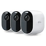 Arlo Essential Spotlight Camera - 3 Pack - Wireless Security, 1080p Video, Color Night Vision, 2 Way Audio, Wire-Free, Direct to WiFi No Hub Needed, Works with Alexa,Motion Sensor, White - VMC2330