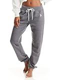 U.S. Polo Assn. Womens Sweatpants Joggers, French Terry Lounge Pants for Women (Charcoal Heather, X-Large)