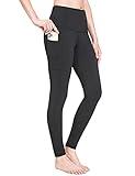 BALEAF Women's Hiking Pants Water Resistant Fleece Lined Thermal Warm Winter Waterproof Yoga Leggings with Pockets Black L