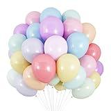 RUBFAC 120pcs Pastel Balloons Assorted Colors 12 Inches Multicolor Balloons for Kid's Birthday Rainbow Party Baby Shower Arch Garland Decoration