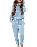 Apbondy Girls Pullover Sweatsuit Casual Sweatpants Loungewear Set Relaxed Tracksuit Workout Sets