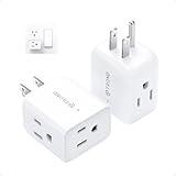 TROND Multi Plug Wall Outlet Extender - 2 Pack Electrical Outlet Splitter, 3 Way Plug Extender Multiple Outlet Adapter, Wall Tap Outlet Expander for Home Office Cruise Ship Travel Essentials, White