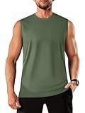 TACVASEN Men's Sleeveless Tank Tops Crewneck Solid Loose Fit Shirt Casual Summer Workout Base Layer Mens Tank Top Army Green XL