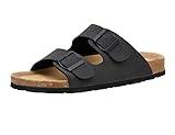 CUSHIONAIRE Men's Lane Cork footbed Sandal with Adjustable Buckle Straps +Comfort, Black Nubuck 12