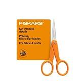 Fiskars Premier No. 5 Micro-Tip Orange-Handled Fabric Scissors - Double Loop Handle - Sewing and Craft Scissors - Orange