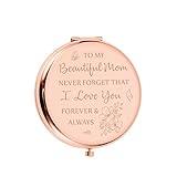 GGOJAGST for Women Mom from Daughter Mother's Day Birthday Mirror for Mommy Kids Beautiful Mirror Gift for Mother Compact Mirror Gifts for Mom Rose Gold Engraved Makeup Mirror