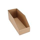 EXYGLO Cardboard Storage Bins 35 Pack, 12x4x4.5 Inch Cardboard Boxes, Corrugated Organizer Bins for Pantry, Shelves, Garage, Office, Shop, Brown