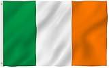 Anley Fly Breeze 3x5 Foot Ireland Flag - Vivid Color and Fade proof - Canvas Header and Double Stitched - Irish National Flags Polyester with Brass Grommets 3 X 5 Ft