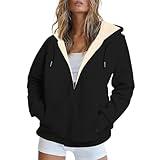 Fall Oversized Zip Up Hoodies for Women 2024 Casual Sports Long Sleeve Jackets Pullover Fleece Fashion Sweatshirts,Black,Large,Day of Prime Deal,Prime Deals October 11-12,My Orders