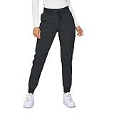 Monarch Uniforms Womens Jogger Scrubs Ribbed Jogger Scrub Pants for Women-Petite-(Black)-XL