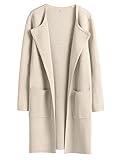 ANRABESS Women's Open Front Knit Lightweight Cardigan Casual Long Coatigan Sweater Lady Jacket Coat 2024 Fall Outerwear Beige Medium