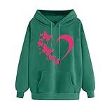 Prime Try Before You Buy Women, Gray Hoodies for Women, Womens Hoodies Cute Heart Graphic Pullover Fall Fashion Drawstring Hooded Sweatshirt Teen Girls Long Sleeve Sweater