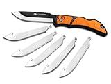 OUTDOOR EDGE 3.5" RazorLite EDC Knife. Pocket Knife with Replaceable Blades and Clip. The Perfect Hunting Knife for Skinning Deer. Blaze Orange with 6 Blades