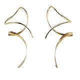 Earrings for Women Spiral threader earrings 14K gold earrings hand bent dangle earrings for women，suitable for gift giving, perfect for your birthday party, Christmas, gift giving.