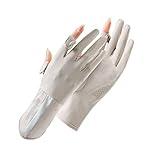 SUJAYU UV Protection Gloves Driving Gloves Women, Full Finger UV Gloves Sun Gloves Sun Protection Gloves, Thin Gloves UV Light Gloves Women Cycling Gloves for Women (Beige)