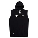 Champion Big and Tall Sleeveless Hoodies for Men – Mens Popover Workout Hoodies Black