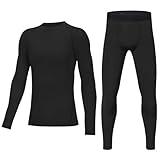 HovSiyla Youth Boys' Compression Leggings Athletic Shirt Tights Top Base Layer Set Sports Youth for Kids Black M