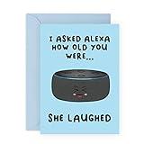 CENTRAL 23 Birthday Cards for Men - Alexa Birthday Card - Funny Greeting Cards for Women - Mom Birthday Card - 30th 40th 50th 60th Gifts for Dad - Comes With Fun Stickers