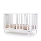 dadada Baby Soho 3-in-1 Convertible Crib to Toddler Bed – Wooden Crib Made in Italy, GREENGUARD Gold Certified Small Baby Crib – Baby-Safe Finish, Modern Design (White)