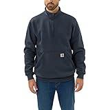 Carhartt Men's Loose Fit Midweight Quarter-Zip Mock-Neck Sweatshirt, New Navy, XX-Large