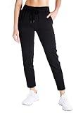 Yogipace Petite Women's 7/8 On The Fly Pants Drawstring Casual Lounge Joggers Travel Sweatpants,Black,24",Size M