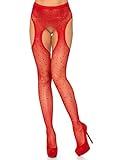 Leg Avenue womens Fishnet Suspender Pantyhose Hosiery, Red Shimmer, 1X US