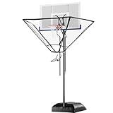 Hanging Basketball Net Rebounder, Portable Basketball Rebound Machine with 180-degree Rotatable Chute,15in Adjustable Basketball Returns Guard Nets, Basketball Hoop Return Attachment Outdoor Use