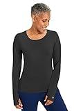 Healing Hands Women's Underscrub, Long Sleeve Tee with Thumbholes, Modern Fit Fabric Blend 5051, M, Black